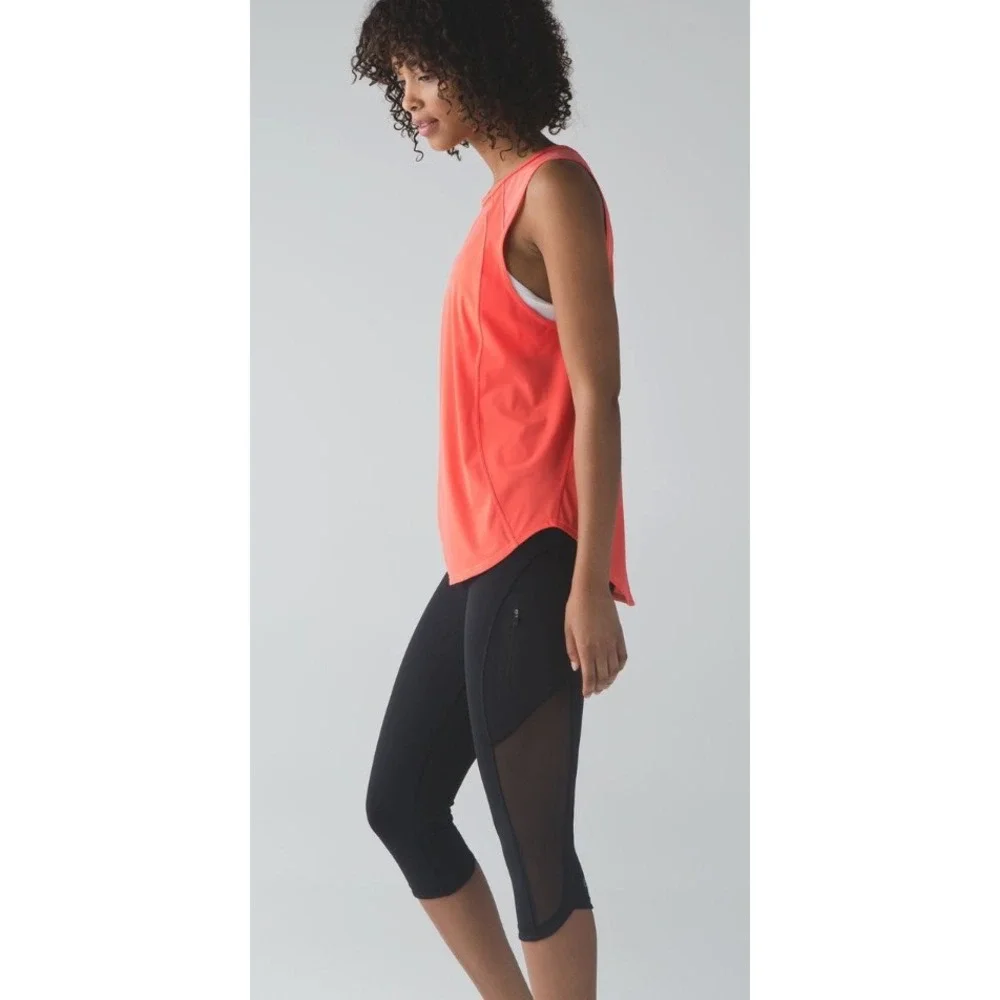 Lululemon Sculpt Tank Top Cape Red Mesh Back Size 10 Athletic Activewear Workout